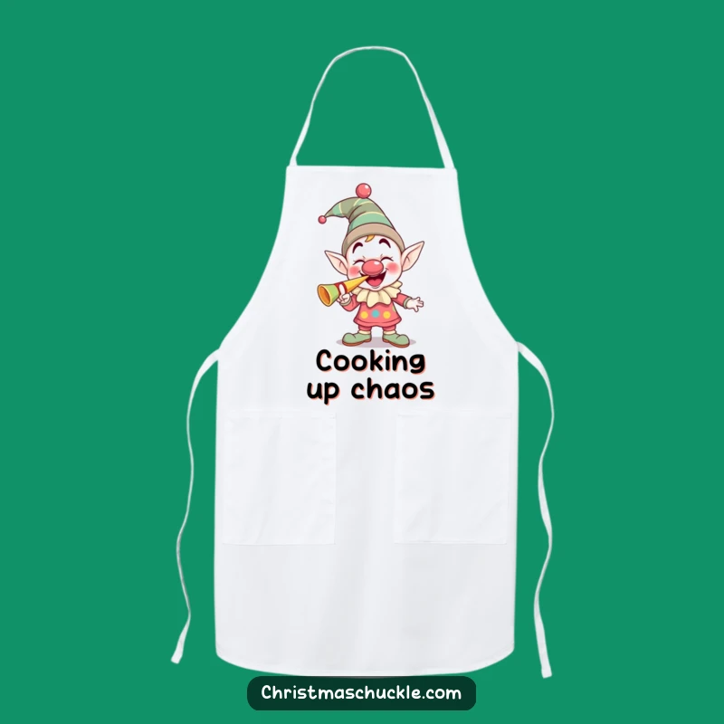 Funny Elf Clown Apron: Giggling Horn Blower, Hilarious Kitchen Celebration Gift