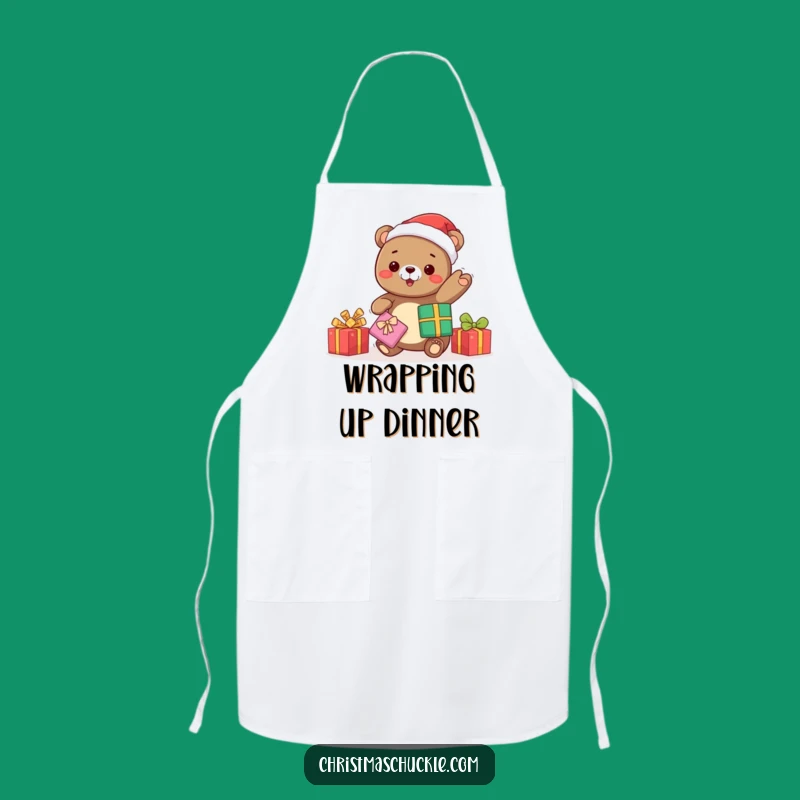 Funny Kawaii Bear Santa Apron: Festive Kitchen Fun - Hilarious Funny Gift!