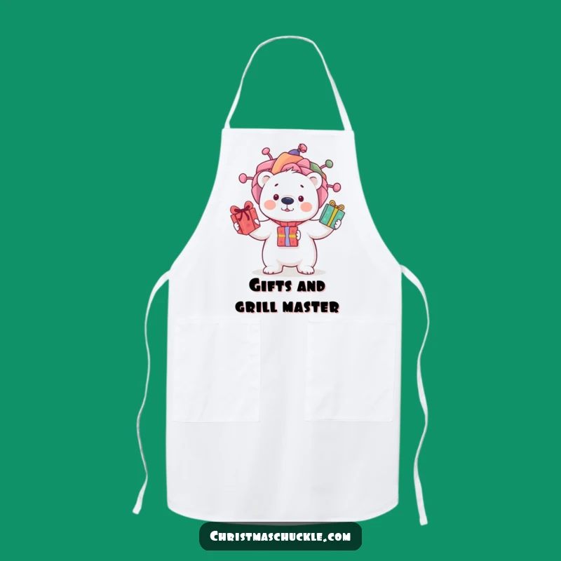 Funny Polar Bear Clown Wig Apron: Hilarious Kitchen Wear for Festive Cooks!