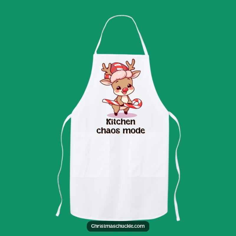 Funny Reindeer Apron: Cook with Holiday Chaos, Clown Wig Chef Gift