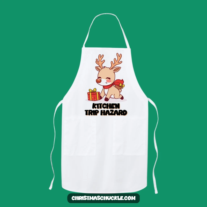 Funny Tripping Reindeer Apron: Cook Up Laughs with Festive Fumbles