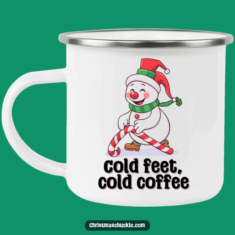 Funny Snowman Clown Camping Mug: Festive Top Hat Mishap, Hilarious Outdoor Gift