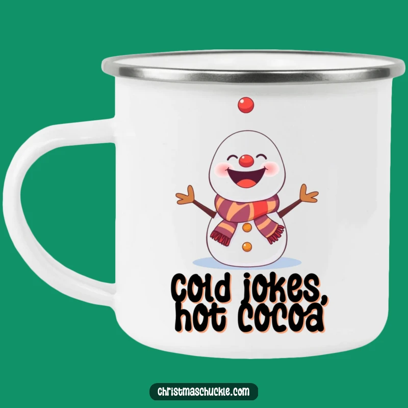 Funny Snowman Clown Camping Mug: Hilarious Outdoor Gift with a Juggling Snowman Design