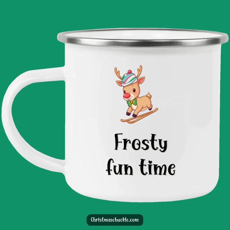 Funny Reindeer Clown Camping Mug: Hilarious Snowy Hill Brews for Outdoor Adventures