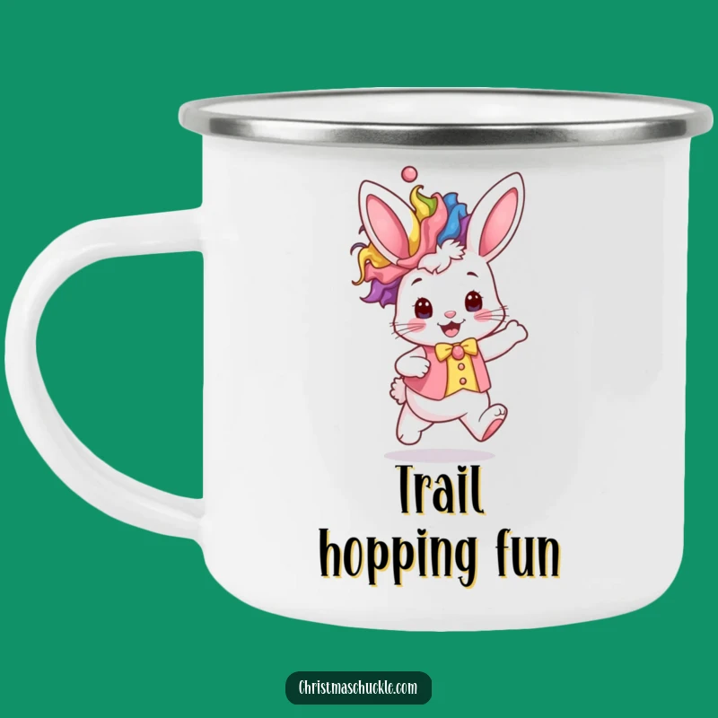 Funny Kawaii Bunny Camping Mug: Rainbow Clown Hop Brews for Outdoor Fun