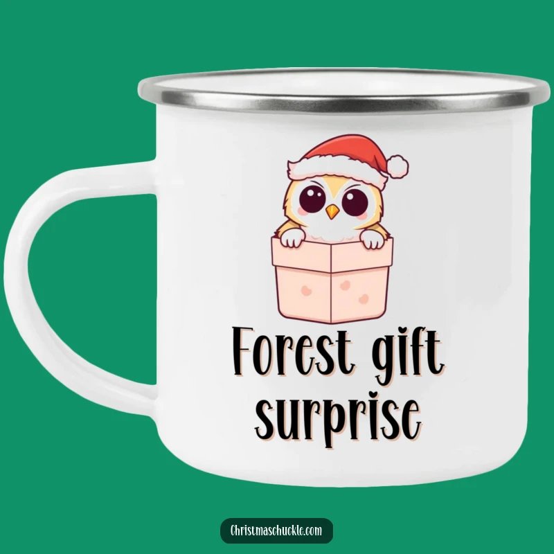 Funny Kawaii Owl Santa Camping Mug - Festive Sips by the Fire