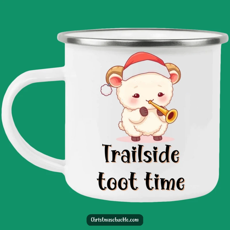 Funny Sheep Santa Trumpet Camping Mug: Adventure with Festive Tunes