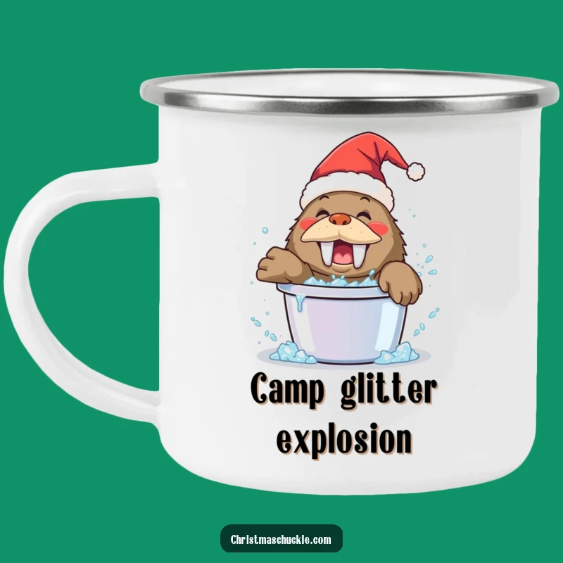 Funny Walrus Clown Camping Mug: Happy Glitter Adventure Gift!