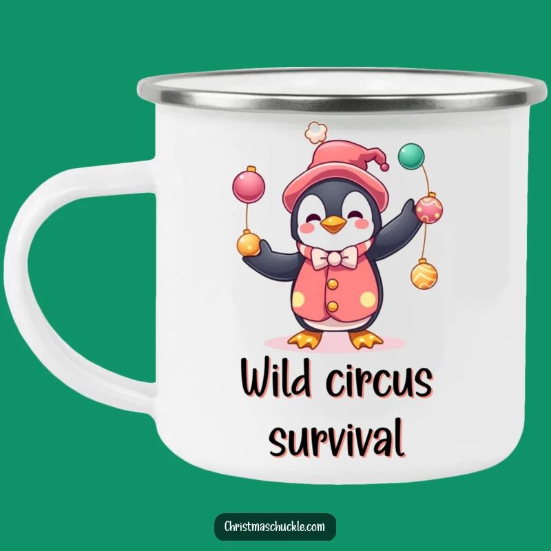 Funny Penguin Clown Camping Mug: Festive Fun for Outdoor Adventures