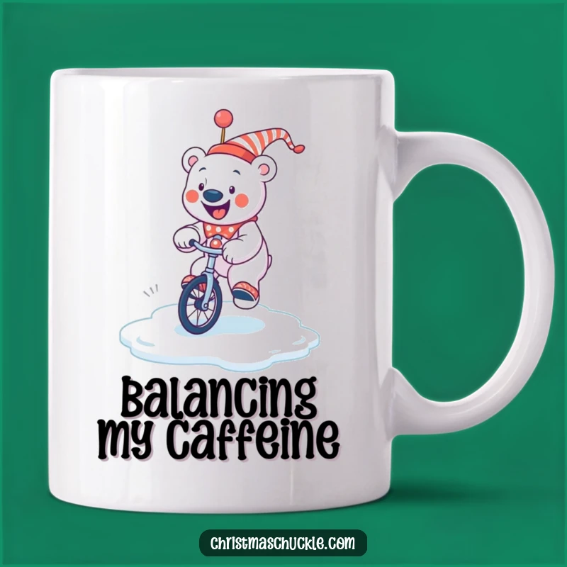 Funny Polar Bear Clown Mug: Unicycle Ice Wobble, Perfect Hilarious Winter Gift