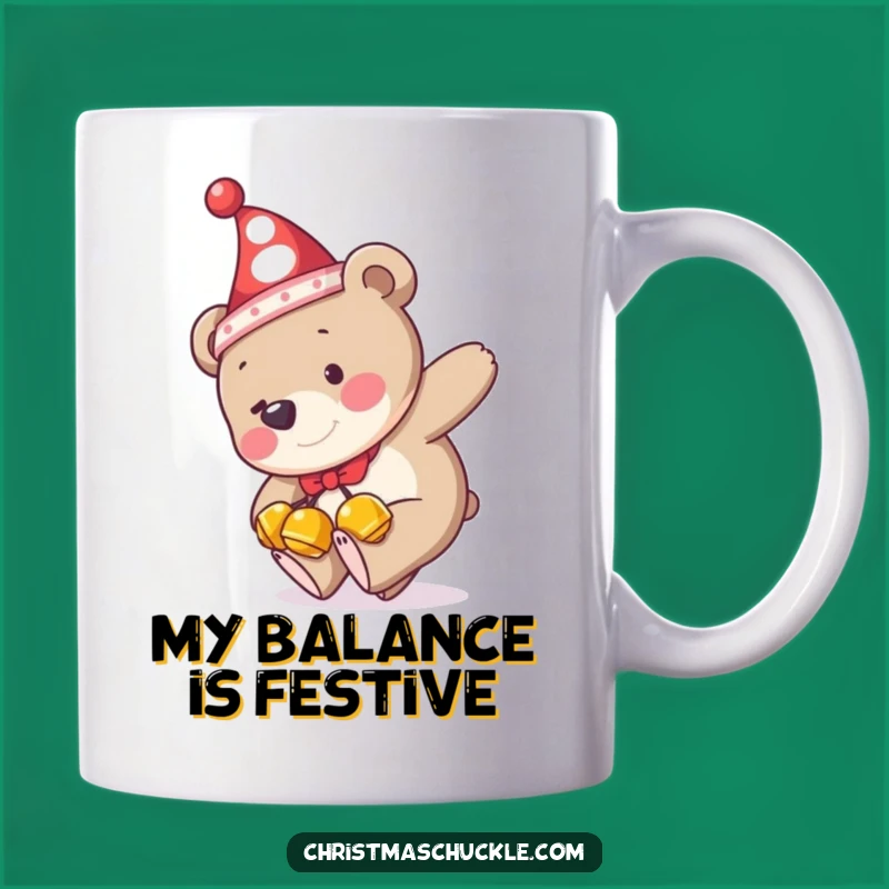 Funny Bear Jingle Bells Clown Hat Tripping Mug - Hilarious Gift for Bear Lovers!