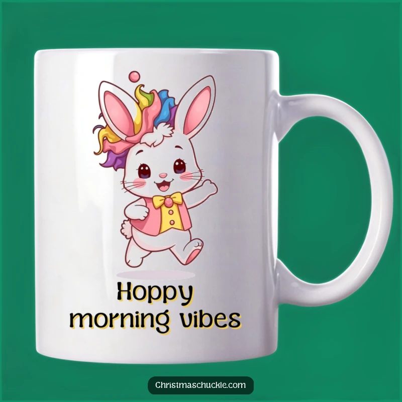 Funny Kawaii Bunny Mug: Adorable Rainbow Clown Hop Gift for Cheerful Mornings