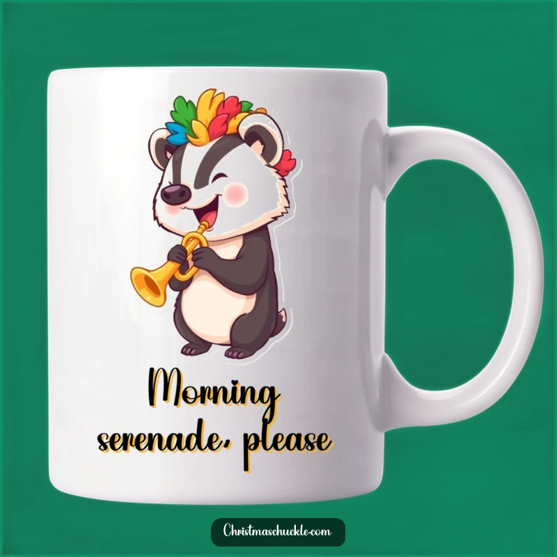 Funny Clown Badger Trumpet Mug - Hilarious Animal Musician Gift