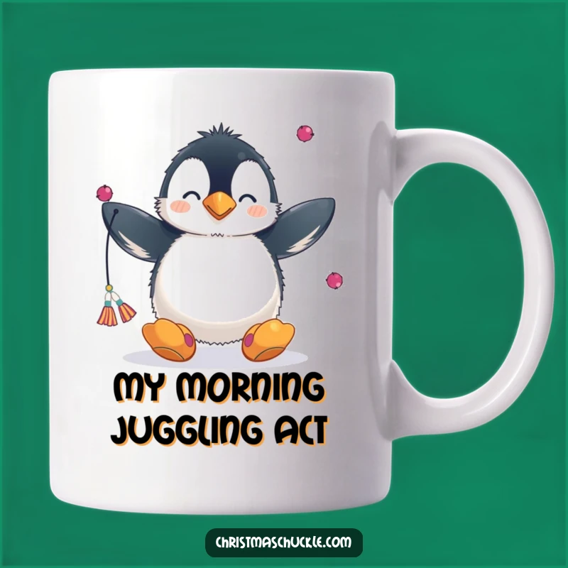 Funny Penguin Juggling Mug - Clown Nose & Scarves, Perfect Humorous Gift for Bird Lovers