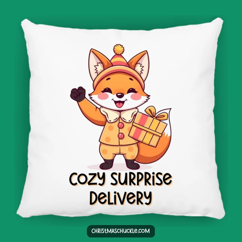 Funny Fox Clown Pillow: Cozy Hilarious Gift with a Festive and Gift-Giving Design