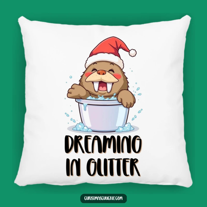 Funny Walrus Clown Pillow: Happy Glitter Cozy Comfort Gift!