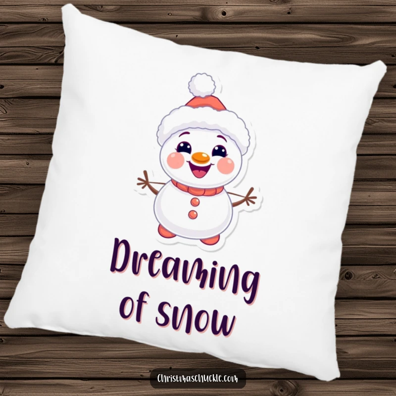 Funny kawaii snowman clown pillow, soft and cute, smiling with carrot buttons, a humorous and comfortable home decor gift.
