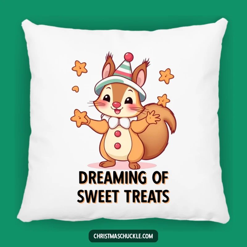 Funny Squirrel Clown Cookie Pillow - Cozy Comical Accent Pillow