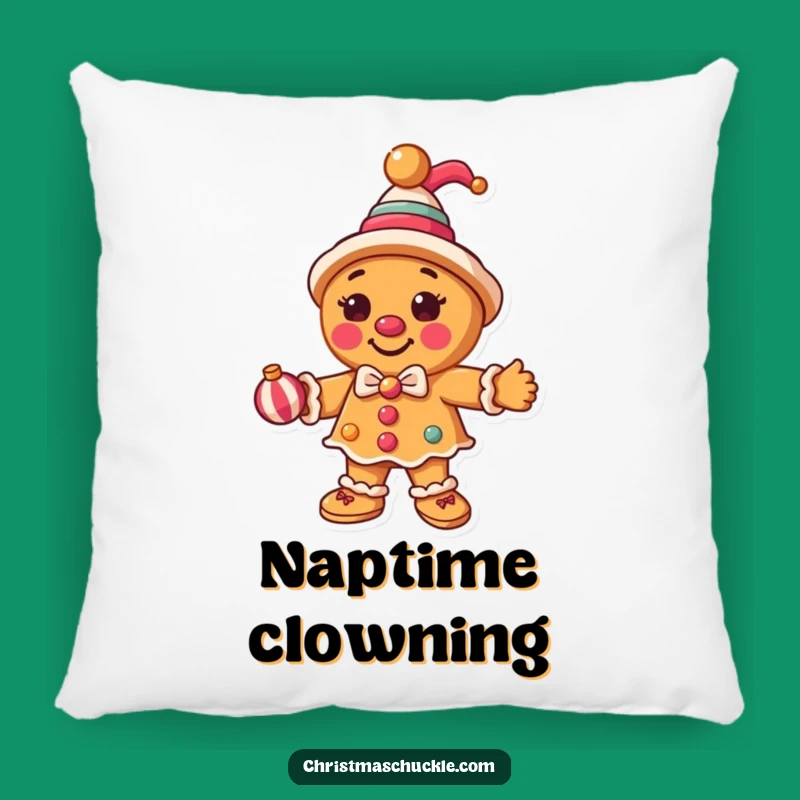 Funny Clown Gingerbread Pillow: Cozy Comfort with Holiday Whimsy