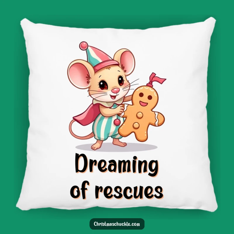Funny Hero Mouse Clown Pillow: Cozy Hero Saving Gingerbread Man - Cute Funny Gift!