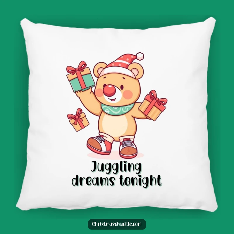 Funny Juggling Bear Pillow: Festive Clown Character for Cozy Decor