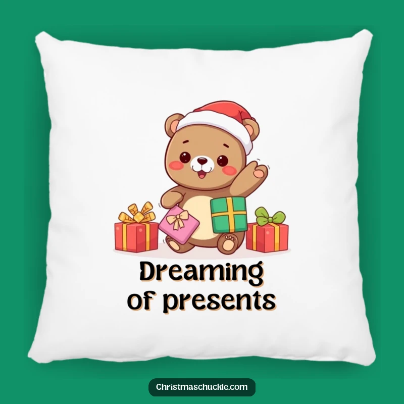 Funny Kawaii Bear Santa Pillow: Cozy Christmas Cushion - Perfect Funny Gift!