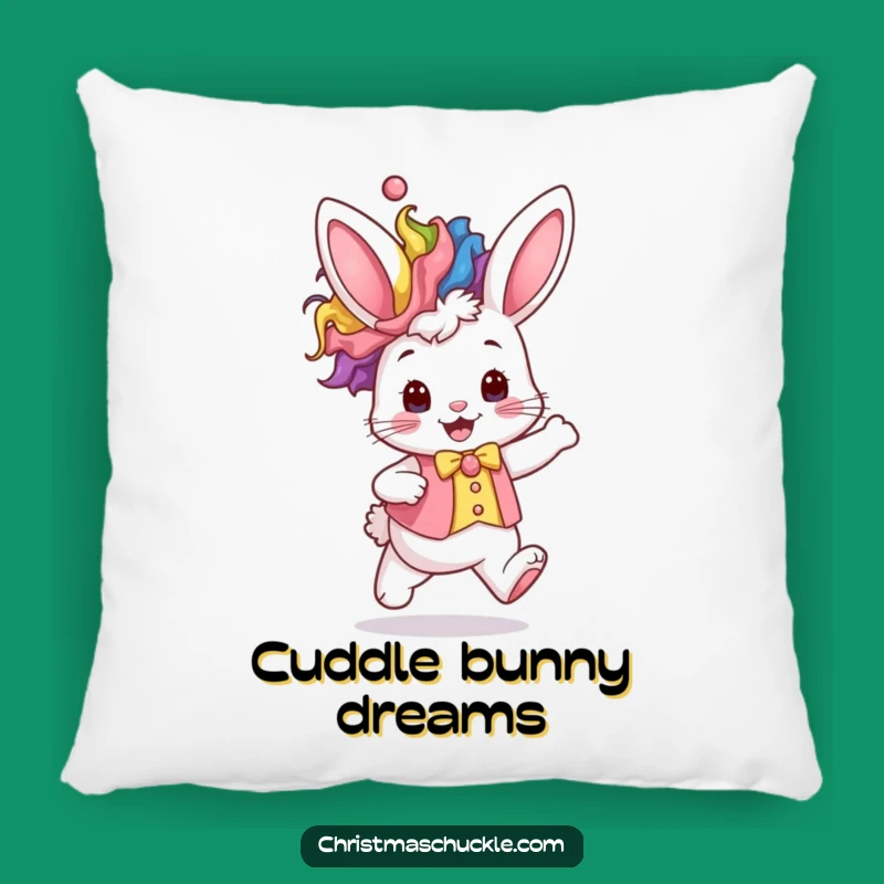 Funny Kawaii Bunny Pillow: Cozy Rainbow Clown Comfort for Adorable Relaxation