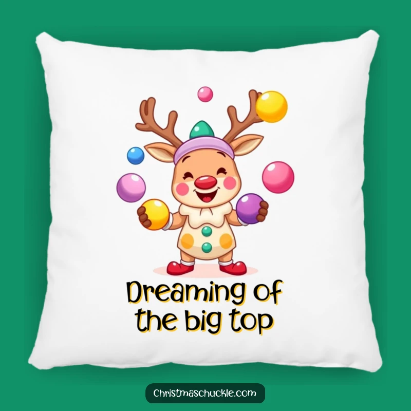 Funny Reindeer Clown Pillow: Cozy Juggling Comfort - Perfect Funny Gift for Festive Snuggles!