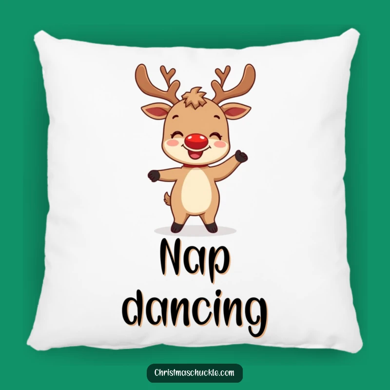 Funny Reindeer Dance Accent Pillow - Cozy and Festive Character Comfort