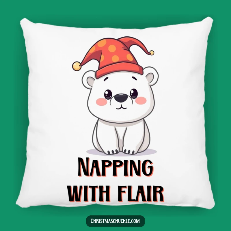 Funny Polar Bear Jester Pillow - Comfort Meets Arctic Comedy!