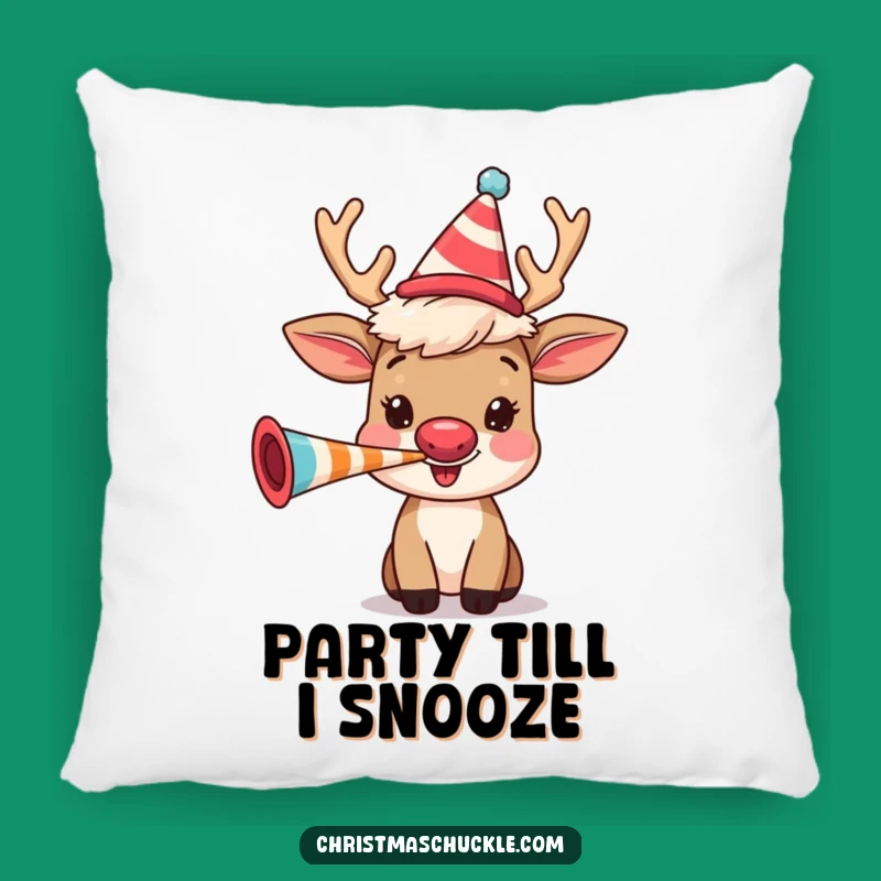 Funny Reindeer Party Pillow: Festive Clown Wig Character for Cozy Decor