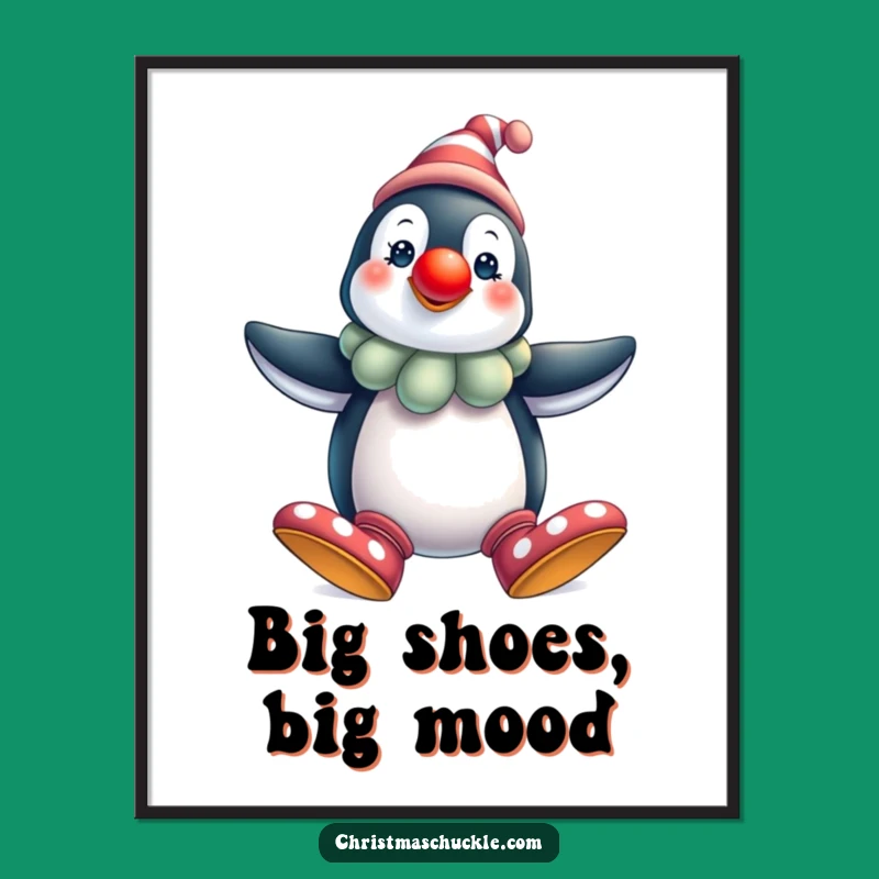 Instant Funny Penguin Clown Art, Festive Digital Download, Humorous Gift
