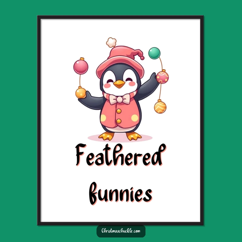 Funny Penguin Clown Digital Art: Festive Humor for Your Walls