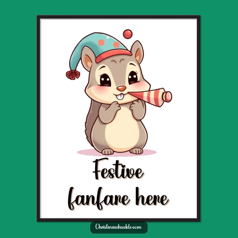 Funny Squirrel Digital Art: Honking Clown Horn Print for Playful Decor