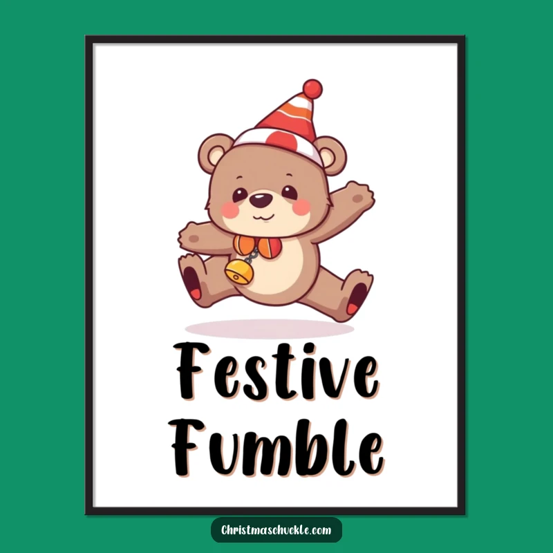 Funny Bear Tripping Digital Art: Instant Download for Festive Decor, Perfect Gag Funny Gift