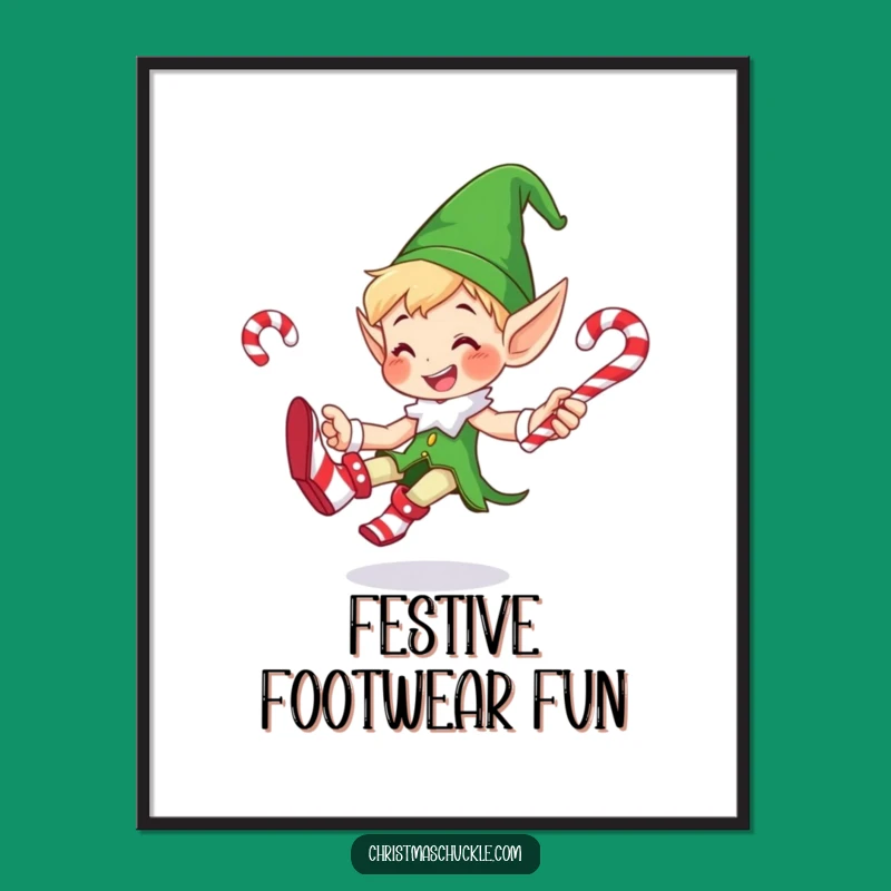 Funny Elf Juggling Candy Canes Digital Art: Hilarious Holiday Decor for Instant Joy!