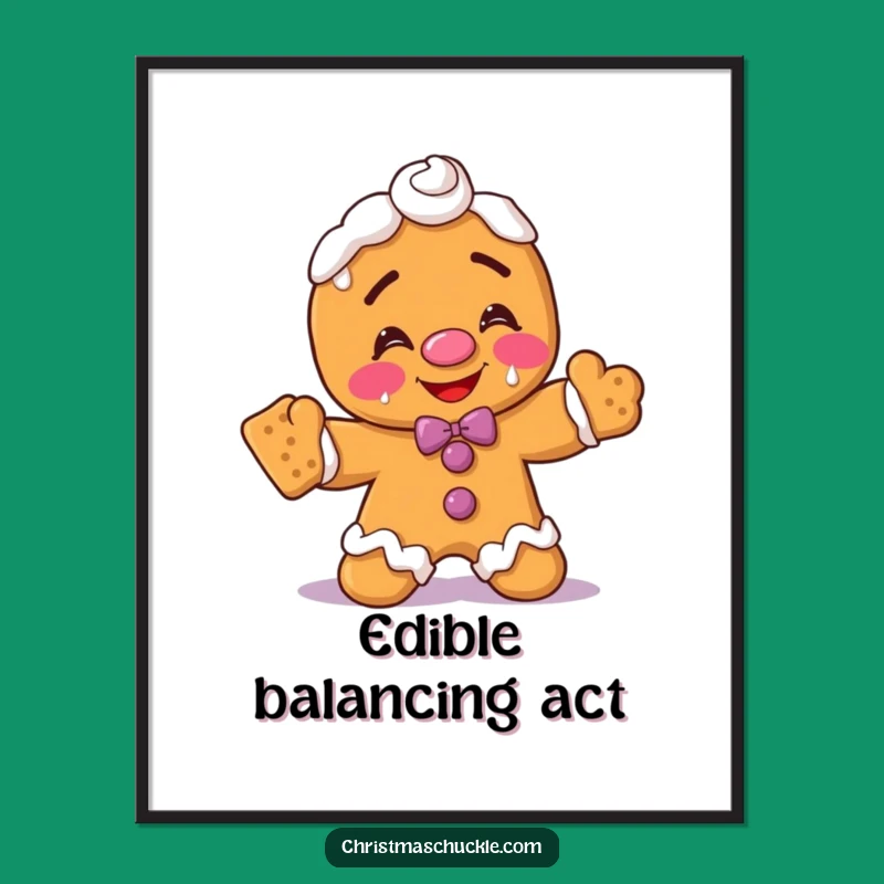 Funny Gingerbread Man Clown Digital Art: Hilarious Frosty Face Printable Gift!