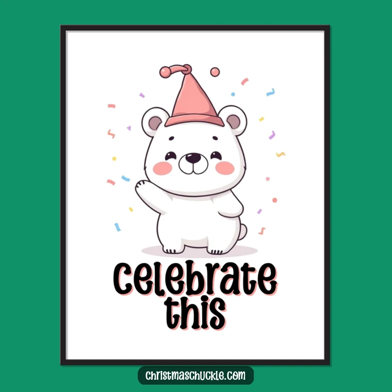 Funny Jester Polar Bear Digital Art - Instant Festive Character Download