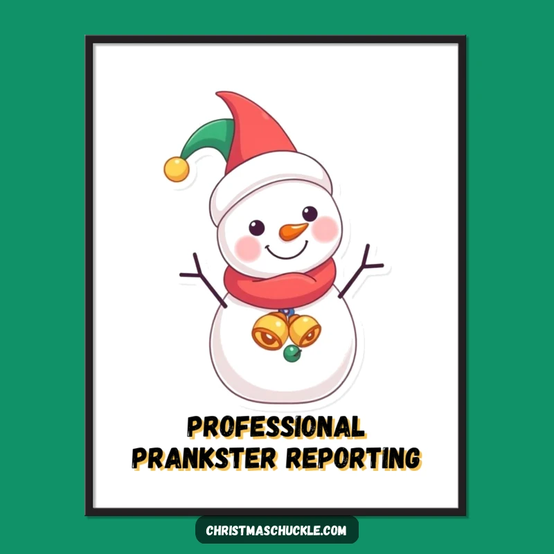 Funny Jester Snowman Digital Art: Instant Wall Art Laughter