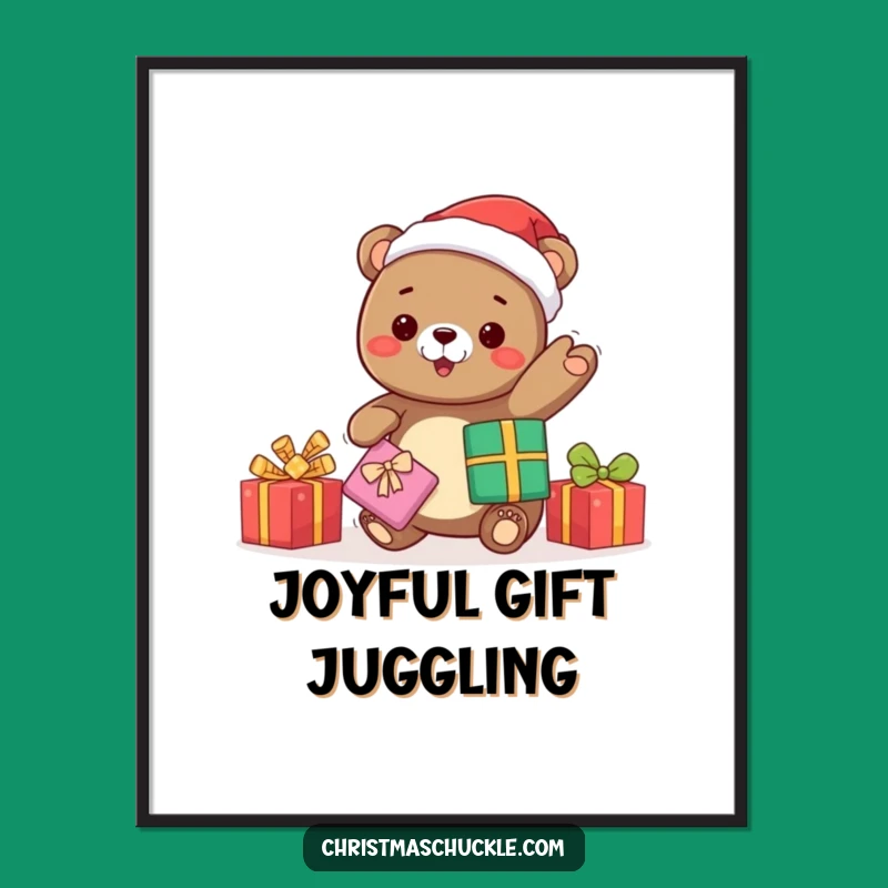 Funny Kawaii Bear Santa Digital Art: Instant Holiday Cheer - Perfect Funny Gift!