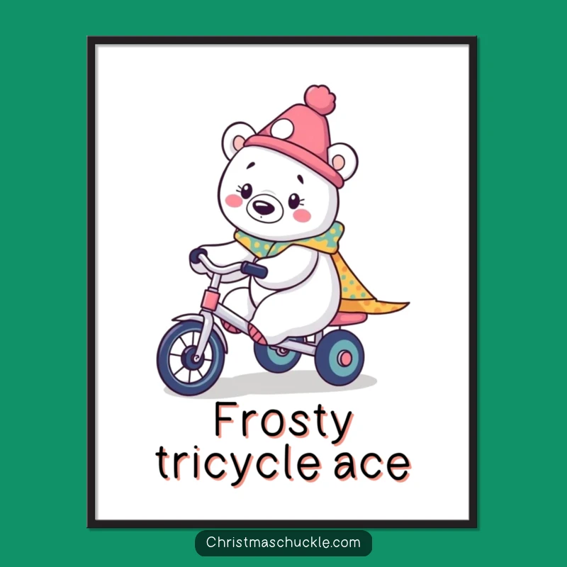 Funny Kawaii Polar Bear Clown Digital Print: Instant Arctic Cuteness for Walls