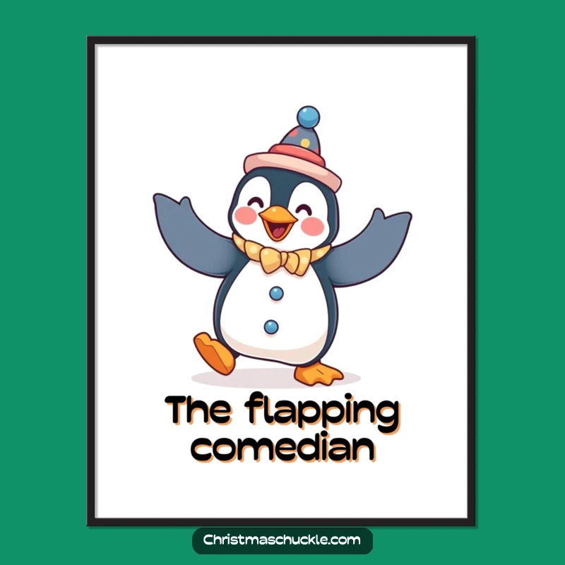Funny Penguin Clown Digital Art Print: Hilarious Decor Gift of a Dancing Penguin