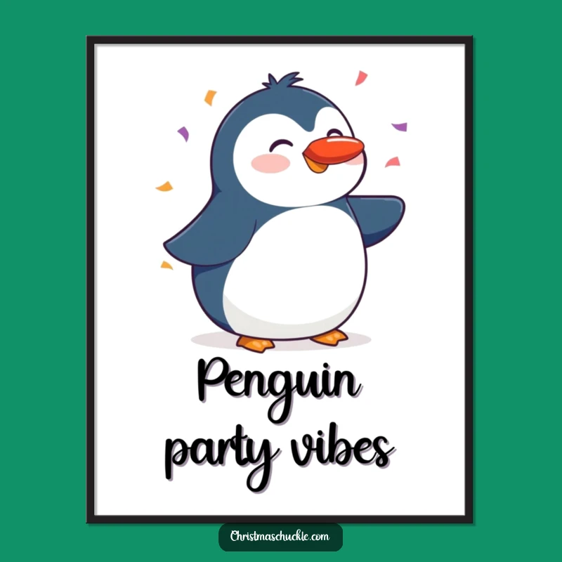 Funny Penguin Red Nose Digital Art: Hilarious Winter Decor for Instant Joy!
