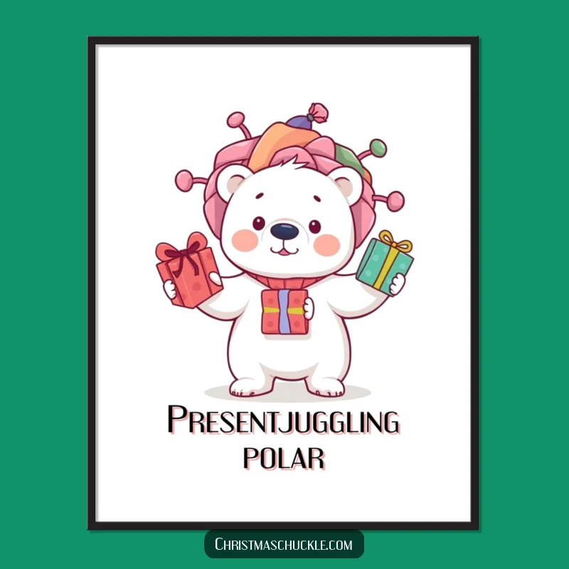 Funny Polar Bear Clown Wig Digital Art: Hilarious Decor for Instant Joy!