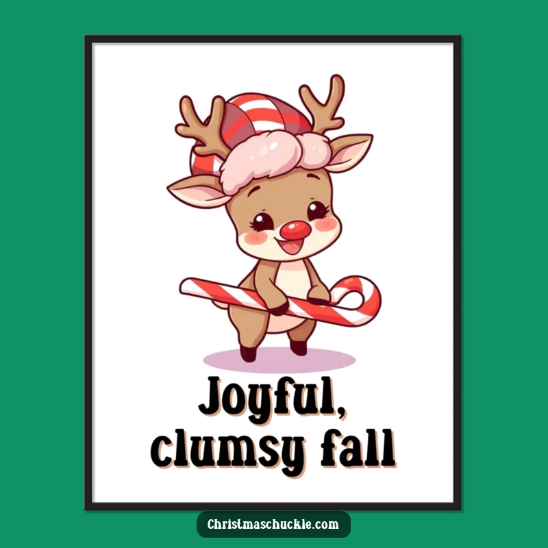 Funny Reindeer Digital Art: Clown Wig Chaos Print for Festive Decor
