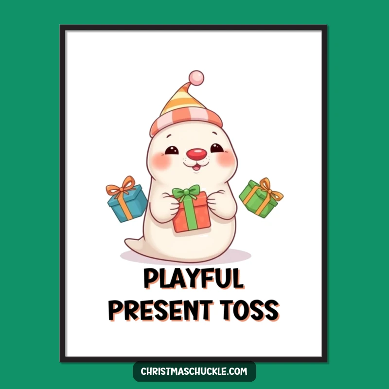 Funny Seal Clown Digital Art: Hilarious Juggling Presents for Instant Playful Decor