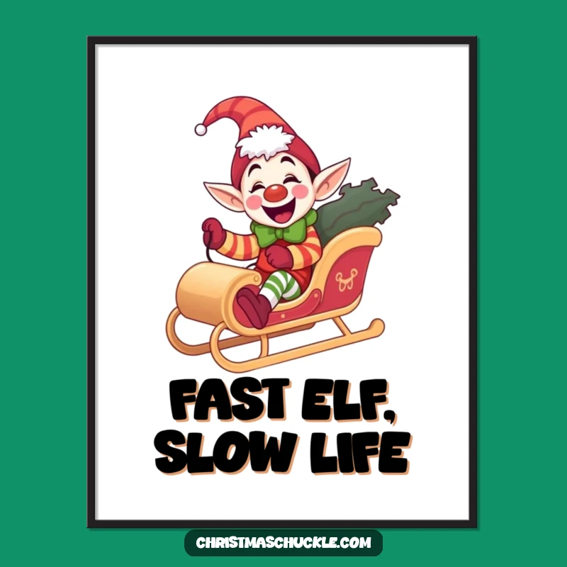 Instant Elf Clown Art, Funny Sleigh Ride Download, Humorous Gift