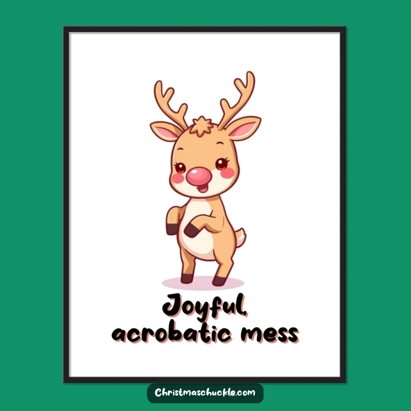 Funny Kawaii Clown Reindeer Digital Art - Instant Cartwheeling Joy!
