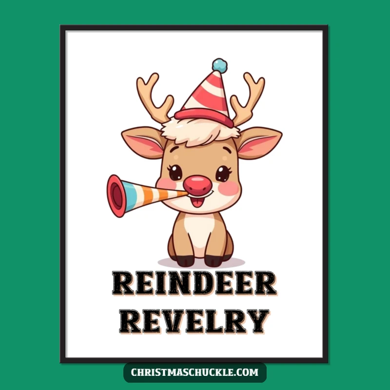 Funny Reindeer Party Digital Art: Festive Clown Wig Character for Holiday Decor