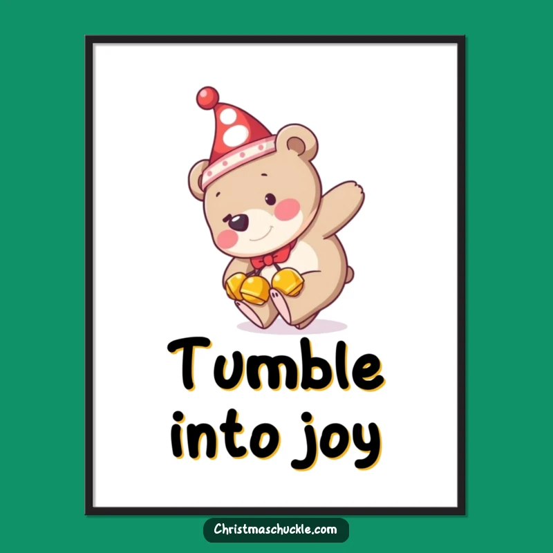 Funny Bear Tripping Digital Art: Hilarious Clown Wall Decor & Gift Print